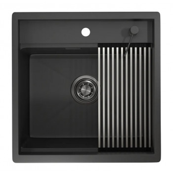 Мойка Granula Kitchen Space 5051 черный матовый, 50х51 см, квадратная