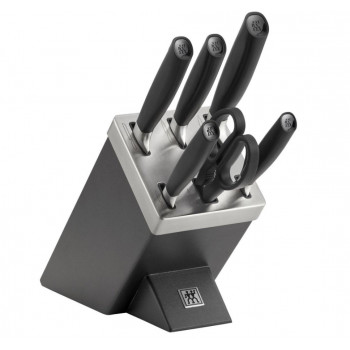 Набор ножей в подставке с заточкой ZWILLING Four Star, черный, 7 пр.