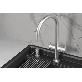 Смеситель для кухни Granula Kitchen Space 8277 нержавеющая сталь, подключение к фильтру, гибкий излив